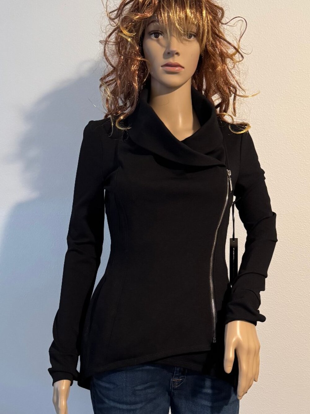 White House Black Market Cowl Neck Ponte Zippered Jacket Sz 00 NWT $110